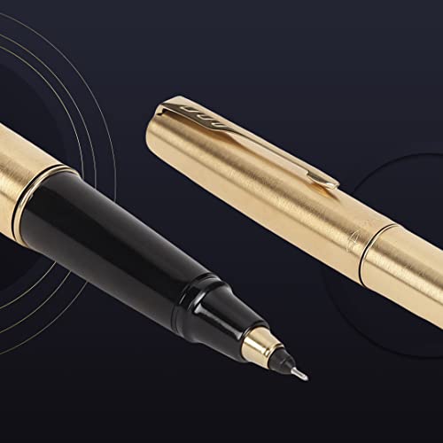 Parker Frontier Gold Roller Ball Pen Gold Trim With Card Holder - Blue Ink, Pack Of 1