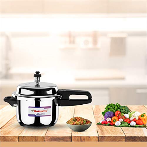 Butterfly Blue Line Stainless Steel Outer Lid Pressure Cooker, 3 Litre (Indian Plug)