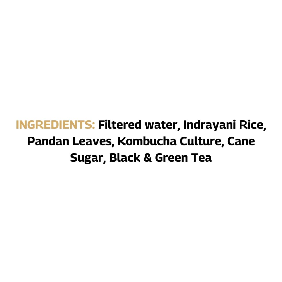 SBOOCH - Indian Sparkling Kombucha Tea | Rice & Pandan Flavor |275ml Pack of 6| Gut-Friendly Beverage | Antioxidant-Rich Zero Preservatives | Alcohol-Free Fermented Tea | Vegan & Gluten-Free