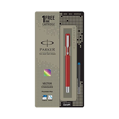 Parker Vector Standard Chrome Trim Fountain Pen - Blue Ink, Pack Of 1