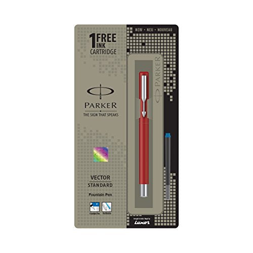 Parker Vector Standard Chrome Trim Fountain Pen - Blue Ink, Pack Of 1