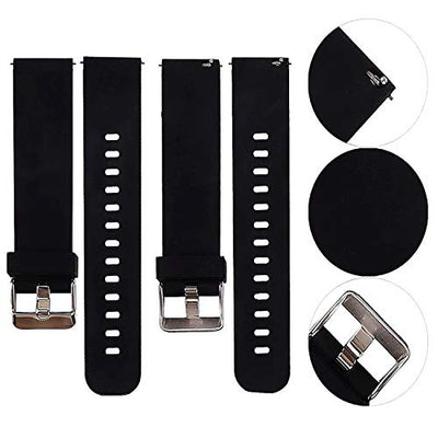 ACM Watch Strap Silicone Belt 20mm compatible with Fire Boltt Beast Spo2 Smartwatch Casual Classic Band Black