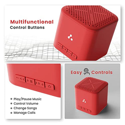 Ambrane 5W Wireless Bluetooth Mini Speaker with 12Hrs Playtime, Immersive Sound, 40mm Driver, Bluetooth V5.1 Strong Connectivity, Portable Design, Integrated Music & Call Control (Cube +, Red)