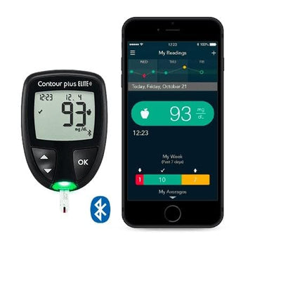 Contour Plus Elite Blood Glucose Monitoring System (with Bluetooth) | Glucometer with 25 Free Test Strips
