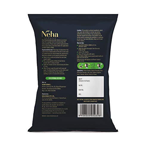 10x Neha Herbals Henna Colour - Black - 150g each Pack of 10)