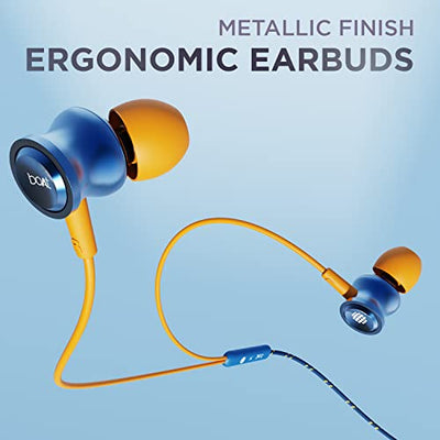 boAt Bassheads 152 Sunburn Edition in Ear Wired Earphones with Mic(Jazzy Blue)