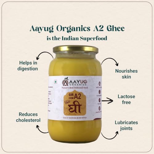 A2 Gir Cow Ghee (1 litre) | Traditional Bilona Method A2 Cow Ghee | Grassfed, Pure and Healthy Gir Cow Ghee (Glass Bottle - 1 litre)