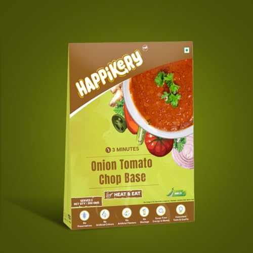 Happikery Onion & Tomato All-Purpose Masala Gravy Base 1kg (Veg Mix, Upto 5-7 Servings) | Ready to Gravy Paste with Blended Spices| No Preservatives or Artificial Colors| Indian and Mughlai Delicacies | Ready in 3 min