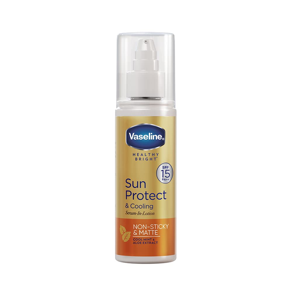 2x Vaseline Sun Protect & Cooling SPF 15 Body Serum Lotion - Pack of 2 - 180ml each