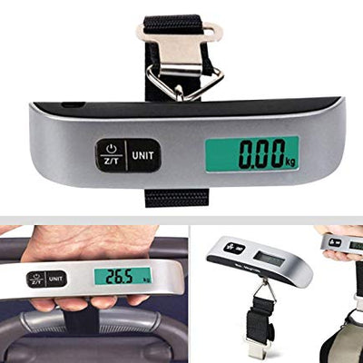ADDCART Plastic 50 Kg Digital Luggage Scale with LCD Display Backlight Temperature Sensor and Tare Function Weighing Scale(Silver Color)