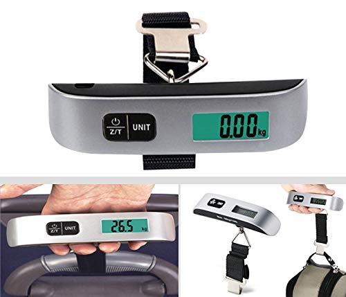 ADDCART Plastic 50 Kg Digital Luggage Scale with LCD Display Backlight Temperature Sensor and Tare Function Weighing Scale(Silver Color)