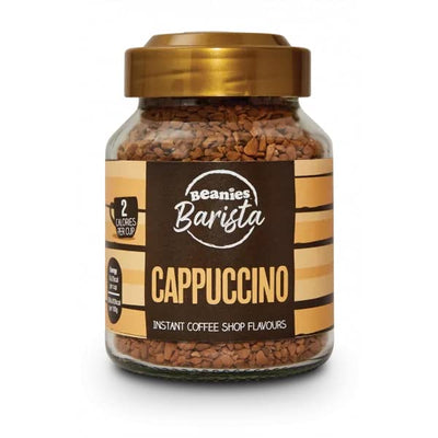 BEANIES Flavoured Instant Coffee Powder - Cappuccino Hot & Cold Coffee Makes 25 Cups 100% Arabica Light Roasted Coffee Sugar Free 50g. Bottle (Barista Cappuccino)