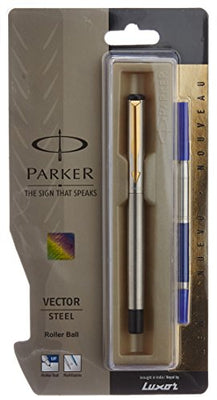 Parker Vector Stainless Steel Roller Ball Pen - Blue Ink, Pack Of 1