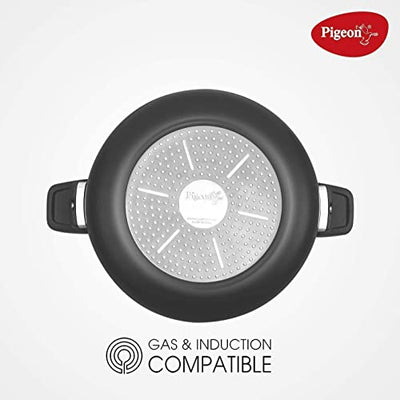 Pigeon By Stovekraft All in One Super Cooker Aluminium with Outer Lid Induction and Gas Stove Compatible 3 Litre Capacity for Healthy Cooking (Black)