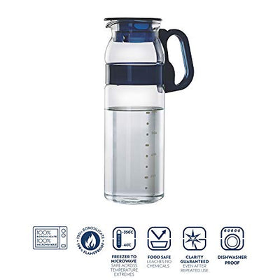 Borosil - Marina Jug with Plastic Handle, 1.3 Litres, Transparent