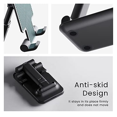 Ambrane Mobile Holding Tabletop Stand, 180 Perfect View, Height Adjustment, Wide Compatibility, Multipurpose, Anti-Skid Design (Twistand, Black)