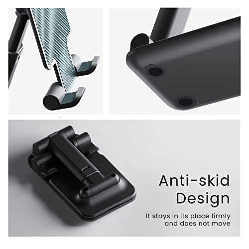Ambrane Mobile Holding Tabletop Stand, 180 Perfect View, Height Adjustment, Wide Compatibility, Multipurpose, Anti-Skid Design (Twistand, Black)
