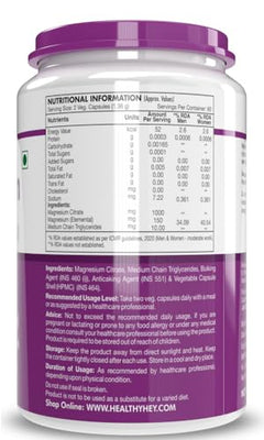 HealthyHey Nutrition Magnesium Citrate-120 Vegetable Capsules