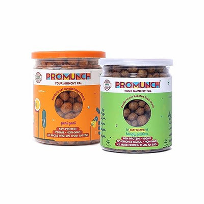 PROMUNCH Roasted Soya Snack -  Pack of 2, Flavour: Tangy Pudina And Peri-Peri, 150 g Each