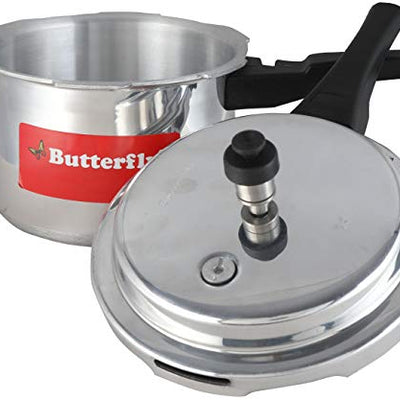 Butterfly Cordial Induction Base Aluminium Pressure Cooker with Outer Lid, 3 Litres, Silver (Indian Plug)