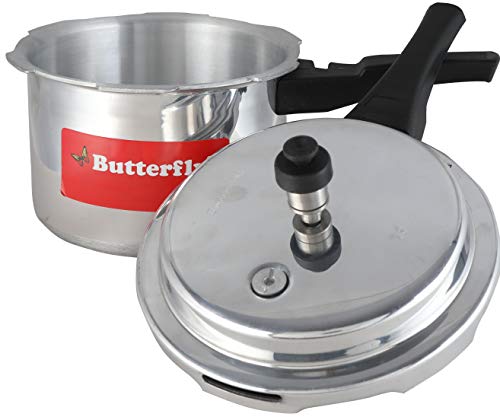 Butterfly Cordial Induction Base Aluminium Pressure Cooker with Outer Lid, 3 Litres, Silver (Indian Plug)