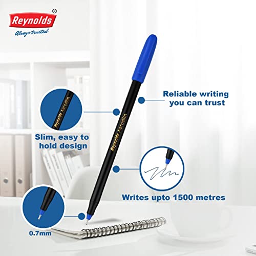 Reynolds Aeroslim 0.7mm Ball Pen - Blue Ink, Pack of 50