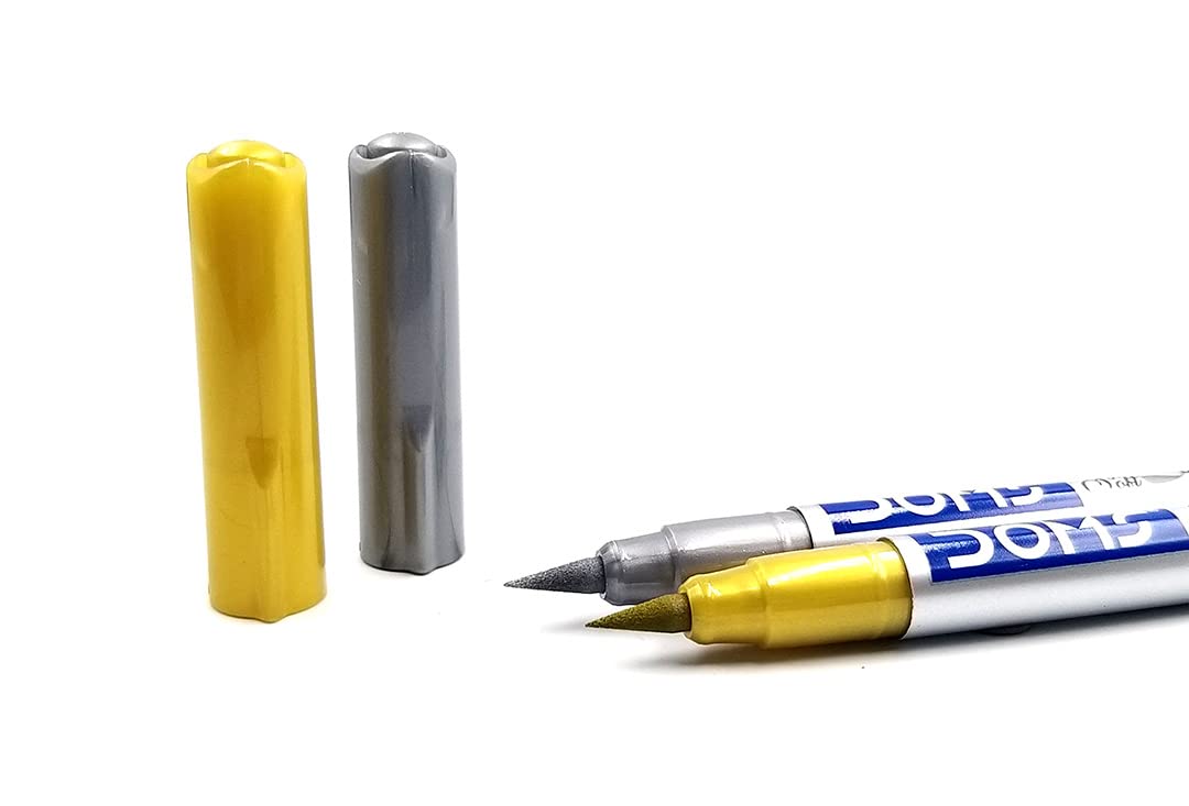 Doms Metallic Brush Pen 2 Shades Super Soft Brush Tip Nib Sketch Pens