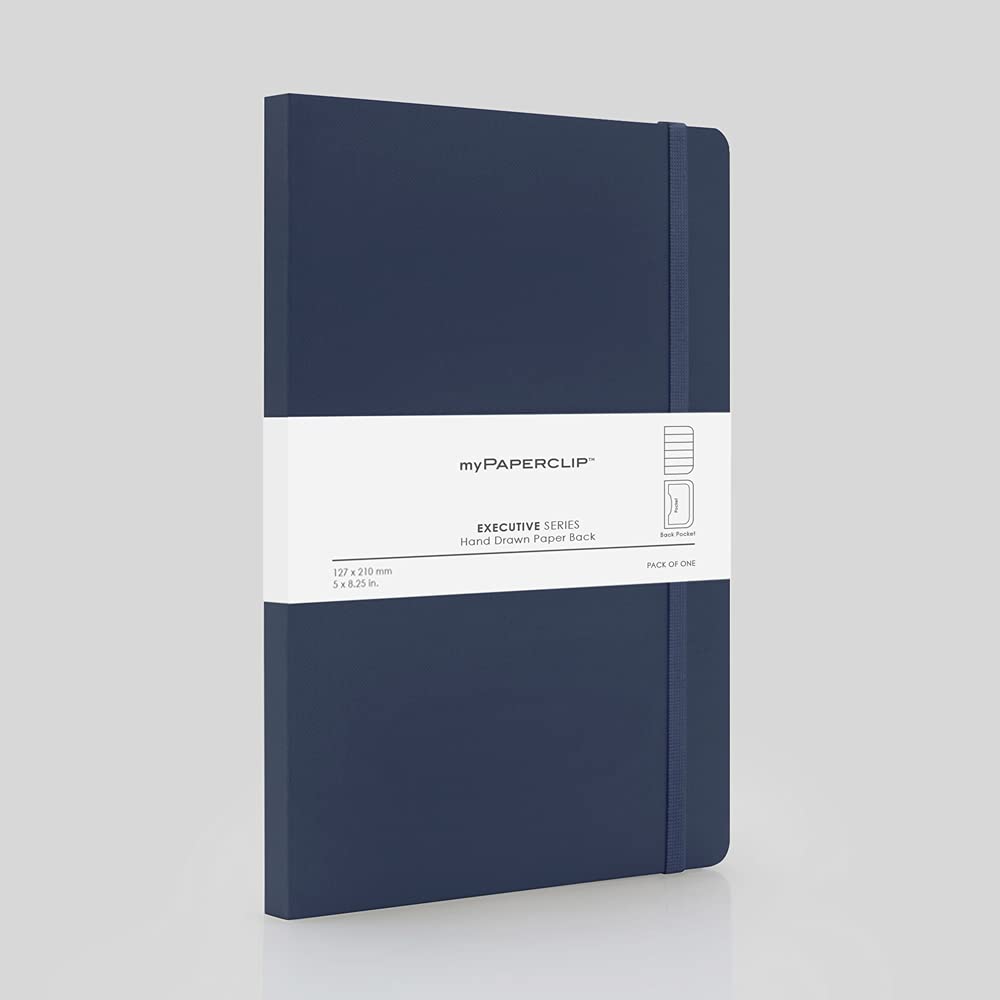 Mypaperclip Executive Series Notebook, Medium (127 X 210Mm, 5 X 8.25 In.) Ruled, Esx192M-R Blue