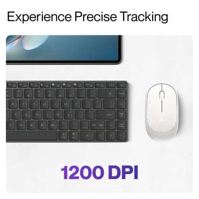 Ambrane SliQ Wireless Optical Mouse with 2.4GHz, USB Nano Dongle, 3 Keys with Silent Clicks, 1200 DPI, Comfortable Grip (Grey)