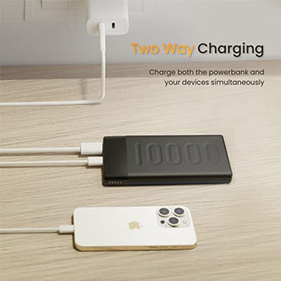 Ambrane 10000mAh Slim Power Bank, 20W Fast Charging, Dual Output, Type C PD (Input & Output), Quick Charge, Li-Polymer, Multi-Layer Protection for iPhone, Anrdoid & Other Devices (Stylo 10K, Green)
