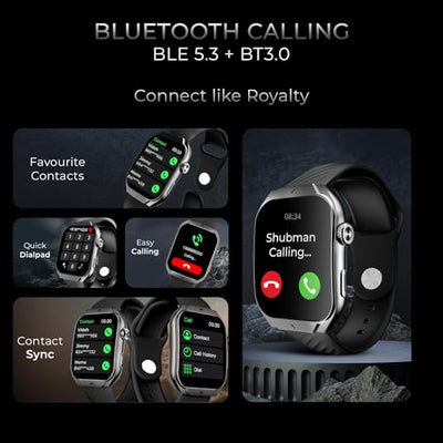 beatXP Unbound Curv 1.96” 3D Curved AMOLED Bluetooth Calling Smart Watch, Metal Body, Rotary Crown, Always On Display, Wireless Charging (Electric Black)