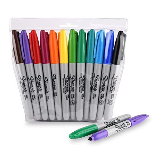 Sharpie Fine Tip Permanent Marker, Assorted, 12 Markers