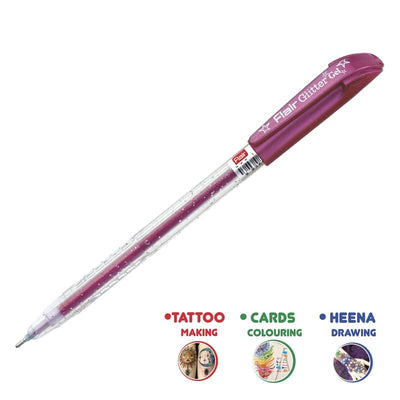 Flair 1 mm Glitter Gel Pen 10 Pcs Pouch - Multicolour