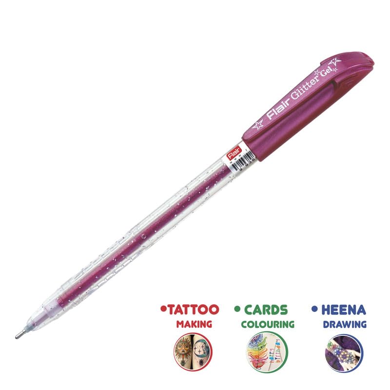 Flair 1 mm Glitter Gel Pen 10 Pcs Pouch - Multicolour