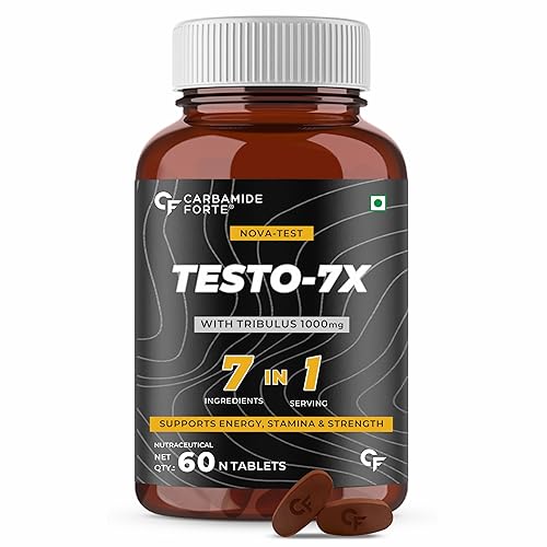Carbamide Forte Testosterone Supplement for Men with Tribulus 1000mg, Ashwagandha, L-Citrulline & Kaunch Beej – 60 Veg Tablets