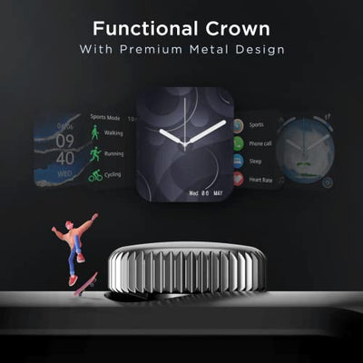 boAt Wave Edge Smart Watch with 1.85" HD Display, Advanced Bluetooth Calling Chip, Functional Crown, 100+ Sports Modes,Widget Control,AI Voice Assistance,Inbuilt Games, IP68(Beige)