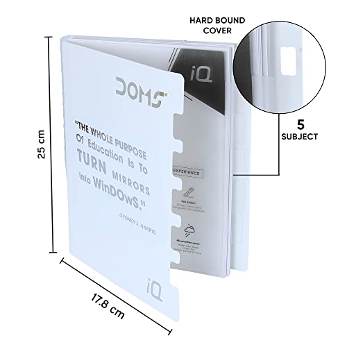 Doms 5 Subject IQ Executive Series Notebook | Ruled | 70GSM | 300 Pages | 25.0 x 17.8 cm | Pack of 1 | For School, College and Office Use