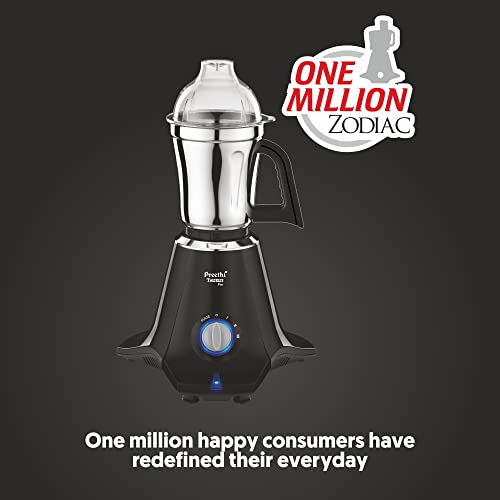 Preethi Taurus Pro MG-256 Mixer Grinder, Black, 3 Jars,Powerful 1000 Watt motor for perfect grinding in 90 sec, Shock proof ABS Plastic Body, 5 Yr Motor Warranty & Lifelong Free Service