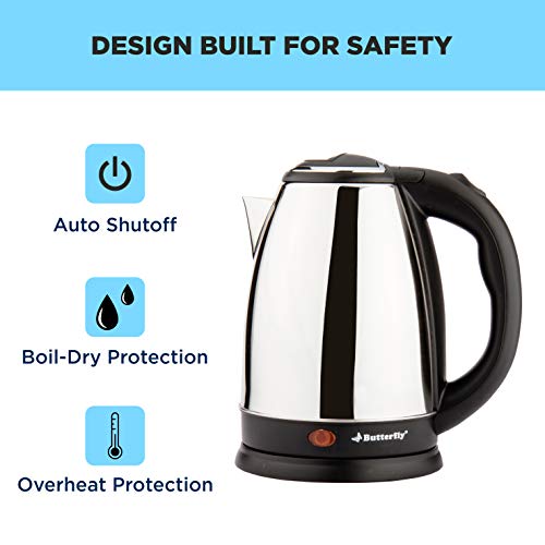 Butterfly EKN 1.8L 1500 Watt Electric Water Kettle (Stainless Steel) (Indian Plug)