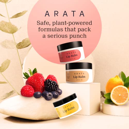 Arata Citrus Lip Balm (10 G) For Dry, Chapped Lips | Intensely Moisturizing | Cocoa Butter, Sweet Almond & Lemon Oil | All-Natural, Vegan