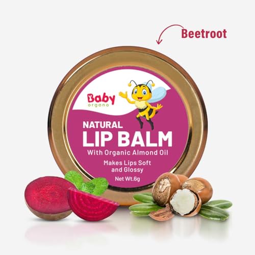 Babyorgano Natural Lip Balm Beetroot Flavor Dry, Chapped Lips Nourish & Protects Infused with Yashti Ghrit for Kids - 8gm