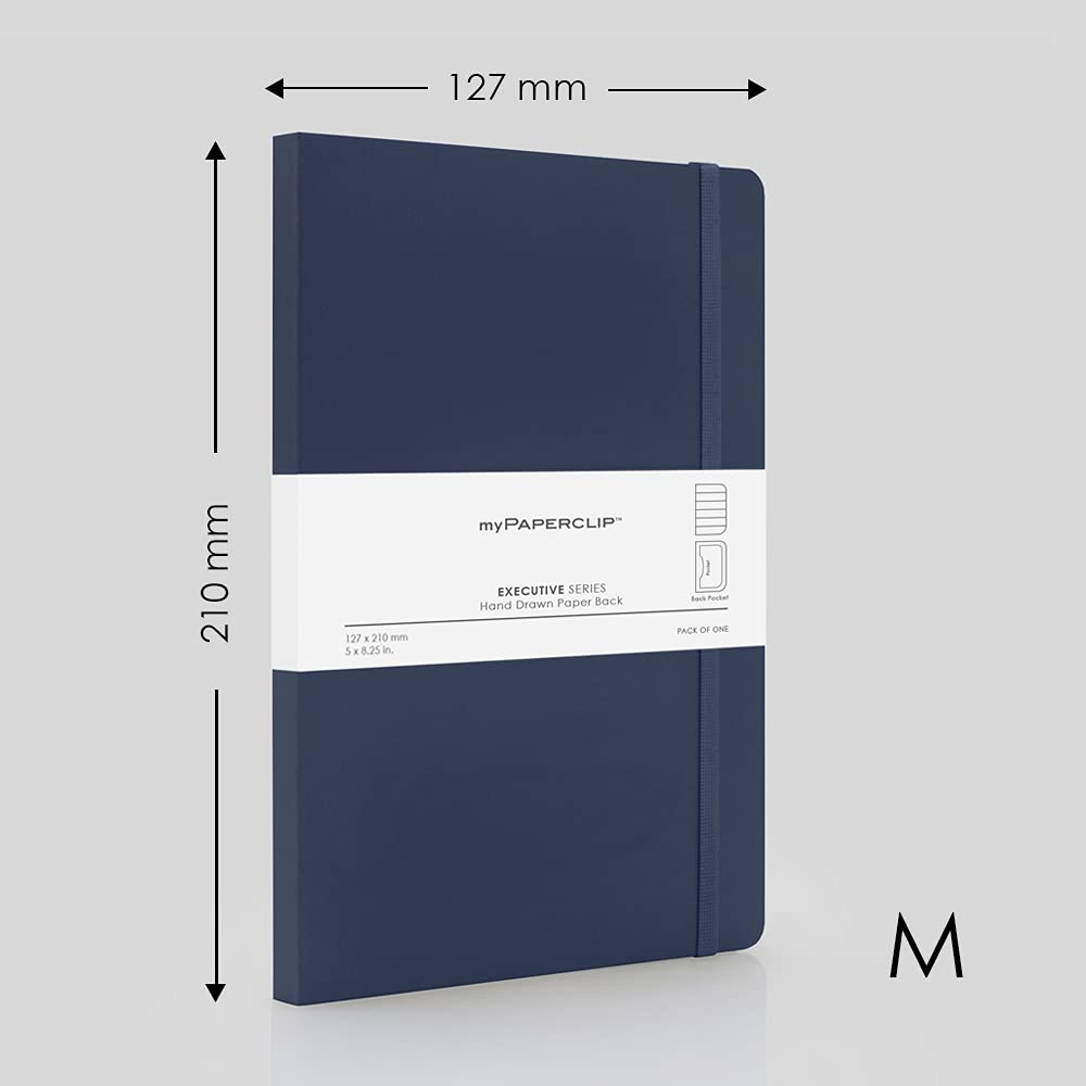 Mypaperclip Executive Series Notebook, Medium (127 X 210Mm, 5 X 8.25 In.) Ruled, Esx192M-R Blue