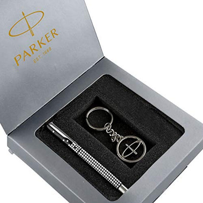 Parker Vector Special Edition Roller Ball Pen Chrome Trim With Keychain Gift Set - Blue Ink, Pack Of 1