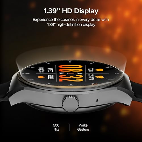 boAt Lunar Comet Smart Watch with 1.39" HD Display, Advanced Bluetooth Calling, Functional Crown, Multiple Sports Mode,100 Watch Faces, Heart Rate & SPO2 Monitoring,IP67(Active Black)