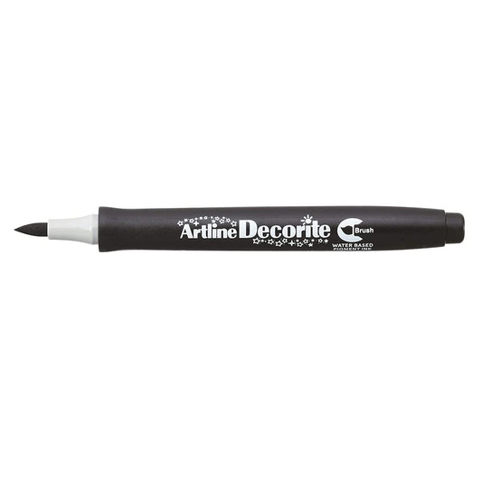 Artline Decorite Mettalic Water Based Brush Marker | Pigment Ink, Xylene-Free | Card Making, Coloring, Scrapbook Photo Album, Rock Art | Black, Mettalic Red, Mettalic Green, Mettalic Blue | Pack of 4