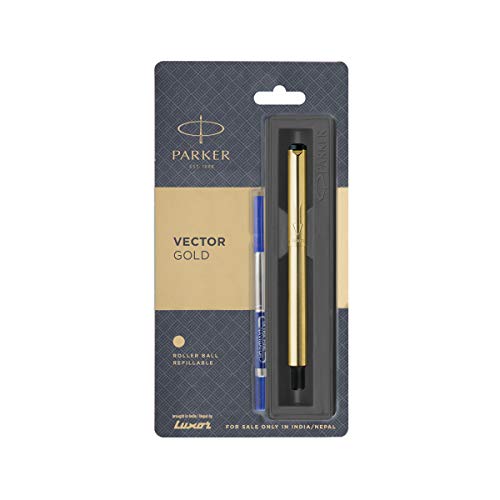 Parker Vector Gold GT Roller Ball Pen - Blue Ink, Pack Of 1