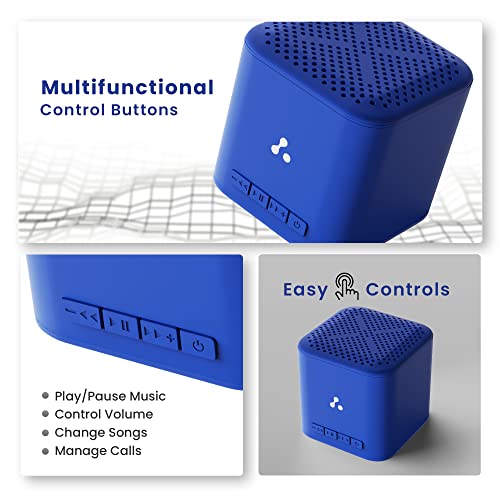 Ambrane 5W Wireless Bluetooth Mini Speaker with 12Hrs Playtime, Immersive Sound, 40mm Driver, Bluetooth V5.1 Strong Connectivity, Portable Design, Integrated Music & Call Control (Cube +, Blue)