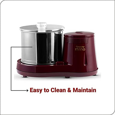 Butterfly Rhino Tabletop Wet Grinder 2 Litre, 150 W, 230 V, AC 50Hz, Cherry Red