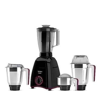 Havells Klassic 750 Watt 4 Jar Mixer Grinder, 21000 RPM Heavy Duty Universal Motor, 304 SS Blades, Large Size Break Resistant JarLids With Twist & Lock Mechanism- Black