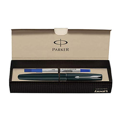 Parker Frontier Matte Black Chrome Trim Roller Ball Pen - Blue Ink, Pack Of 1